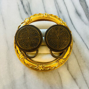 Unique‎ 1970s Vintage Earrings Medallion Statement Style Boho Groovy Retro